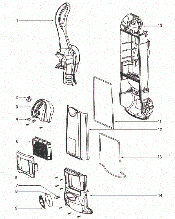 Page B Diagram and Parts List for 4870HZX  Eureka Upright Vacuum