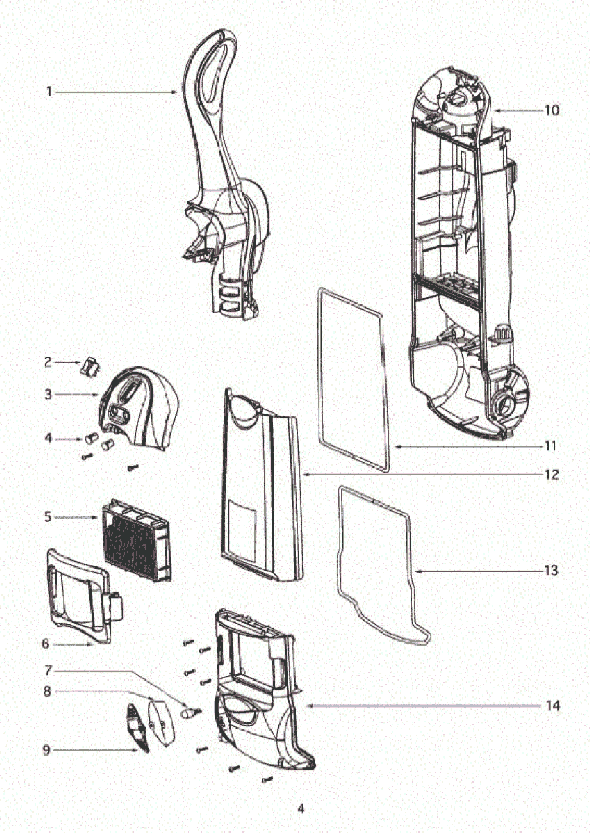Page B Diagram and Parts List for 4870HZ  Eureka Upright Vacuum