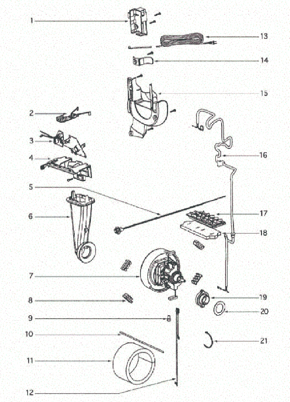 Page C Diagram and Parts List for 4870J  Eureka Upright Vacuum