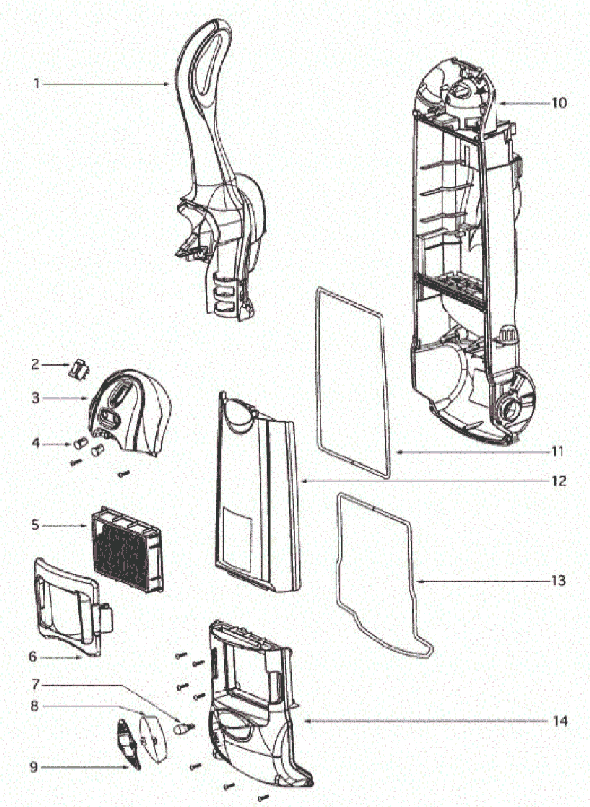 Page B Diagram and Parts List for 4870KE  Eureka Upright Vacuum
