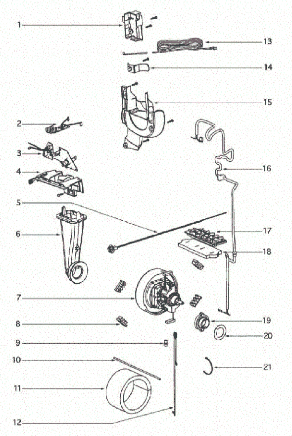 Page C Diagram and Parts List for 4870KE  Eureka Upright Vacuum
