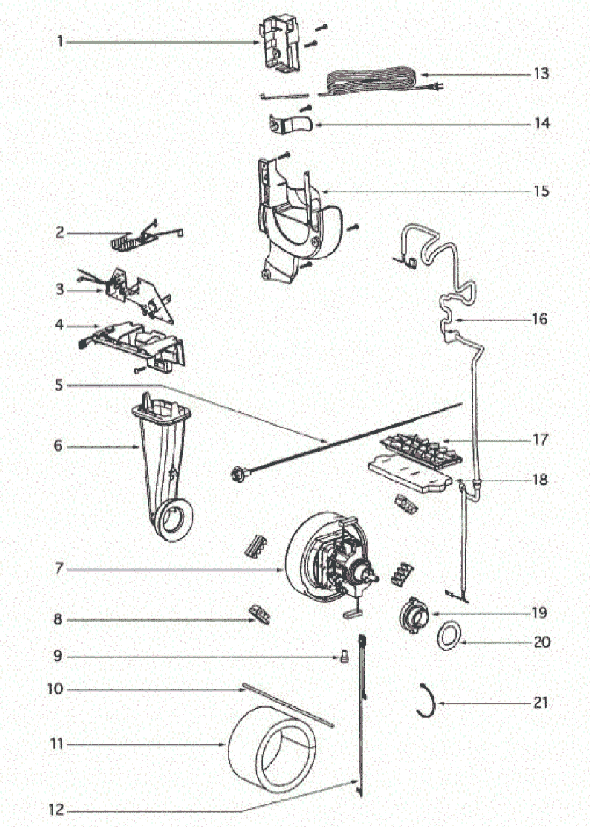 Page C Diagram and Parts List for 4870K  Eureka Upright Vacuum