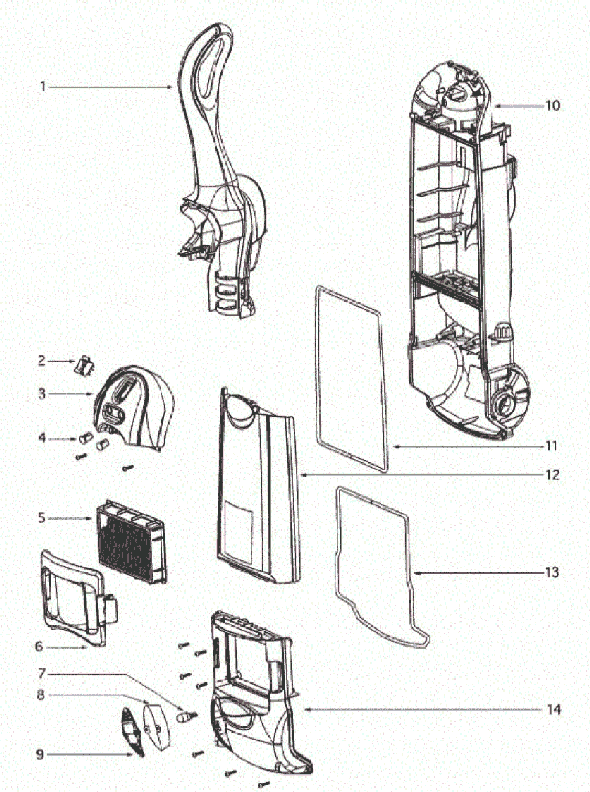 Page B Diagram and Parts List for 4870PZ  Eureka Upright Vacuum