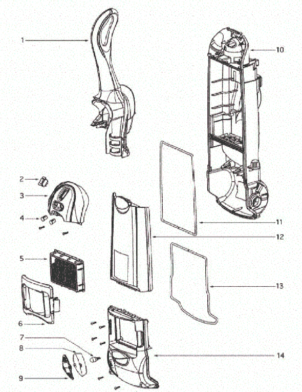 Page B Diagram and Parts List for 4870RZ  Eureka Upright Vacuum