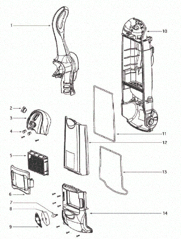 Page B Diagram and Parts List for 4870SZX  Eureka Upright Vacuum
