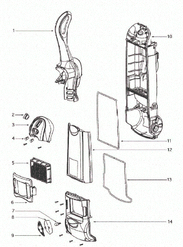 Page B Diagram and Parts List for 4870SZ  Eureka Upright Vacuum