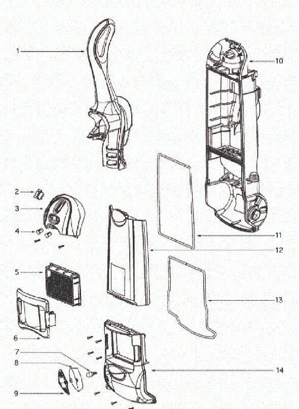Page B Diagram and Parts List for 4870T  Eureka Upright Vacuum