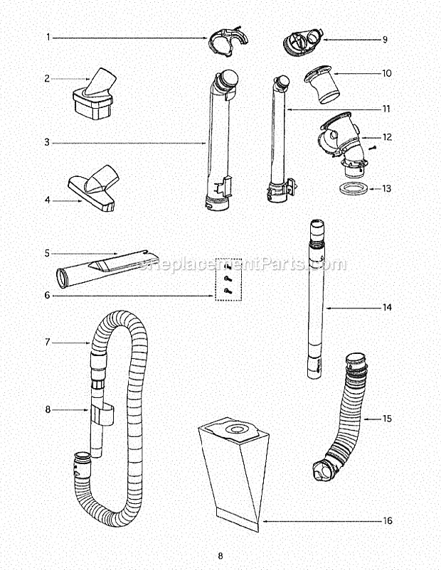 Page A Diagram and Parts List for 4870UZ  Eureka Upright Vacuum