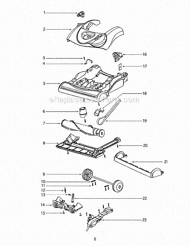 Page B Diagram and Parts List for 4870UZ  Eureka Upright Vacuum