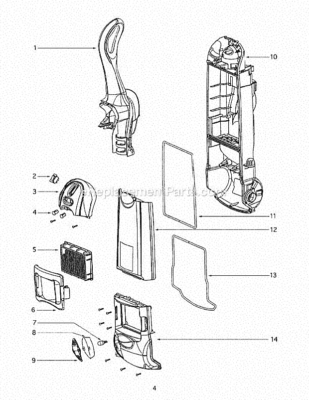 Page C Diagram and Parts List for 4870UZ  Eureka Upright Vacuum