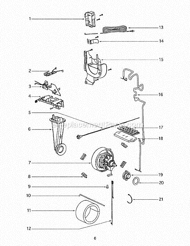 Page D Diagram and Parts List for 4870UZ  Eureka Upright Vacuum