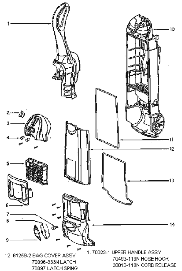 Page B Diagram and Parts List for 4872AT  Eureka Upright Vacuum