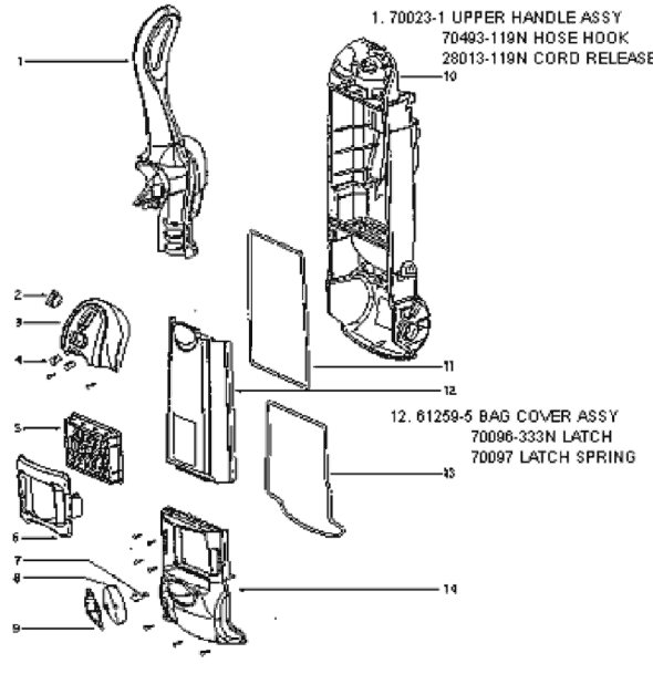 Page B Diagram and Parts List for 4872BT  Eureka Upright Vacuum