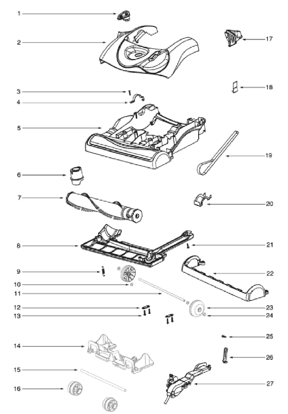 Page A Diagram and Parts List for 4874B  Eureka Upright Vacuum