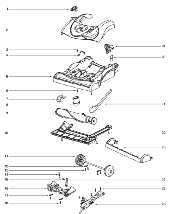 Page A Diagram and Parts List for 4885AT  Eureka Upright Vacuum