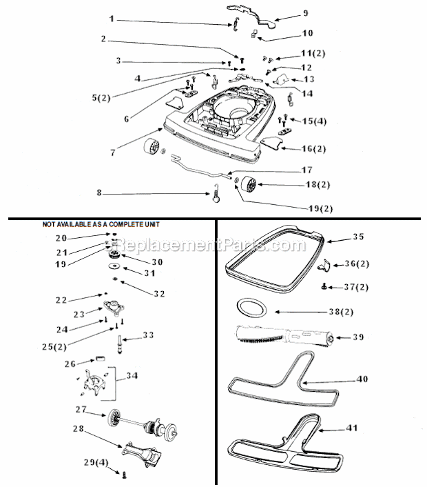 Lower_Casting_Assembly_Component_Power_Drive_Unit Diagram and Parts List for 5071B  Eureka Upright Vacuum