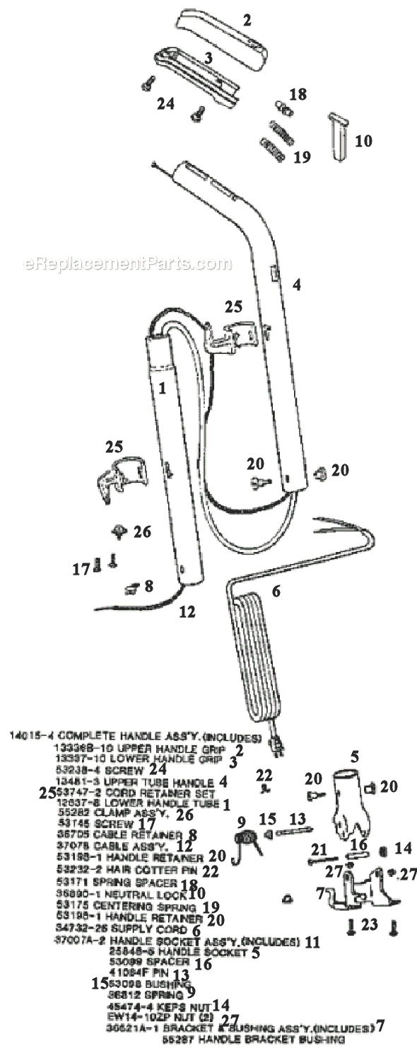 Page E Diagram and Parts List for 5134A  Eureka Upright Vacuum