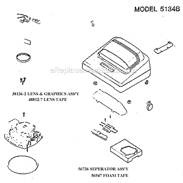 Page A Diagram and Parts List for 5134B  Eureka Upright Vacuum