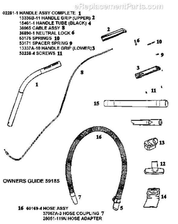 Page C Diagram and Parts List for 5180AT  Eureka Upright Vacuum