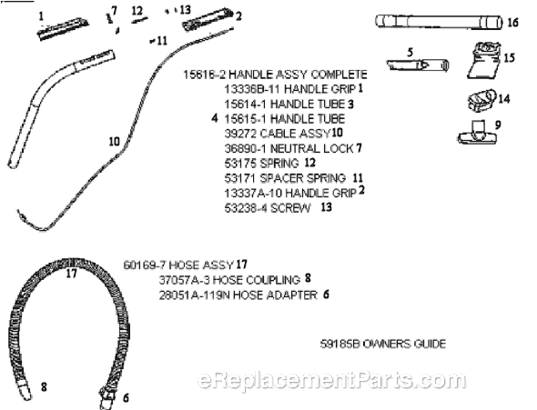 Page C Diagram and Parts List for 5187AT  Eureka Upright Vacuum