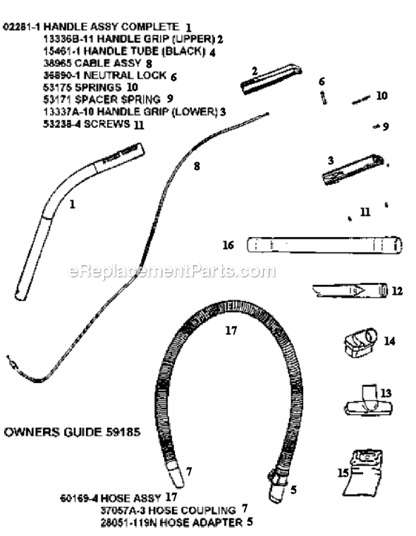 Page C Diagram and Parts List for 5188AT  Eureka Upright Vacuum