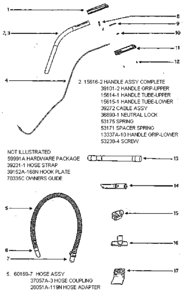 Page D Diagram and Parts List for 5190ATSA  Eureka Upright Vacuum