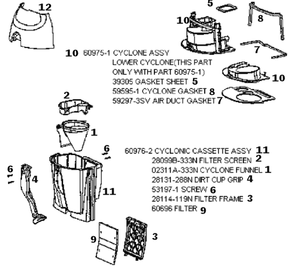 Page A Diagram and Parts List for 5190AT  Eureka Upright Vacuum