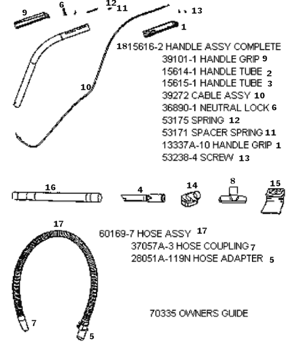 Page D Diagram and Parts List for 5190AT  Eureka Upright Vacuum