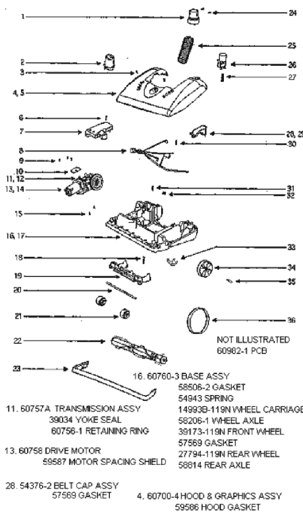Page A Diagram and Parts List for 5191AT  Eureka Upright Vacuum