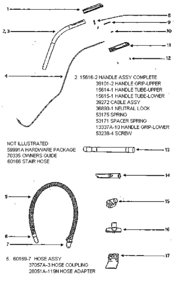 Page D Diagram and Parts List for 5191AT  Eureka Upright Vacuum