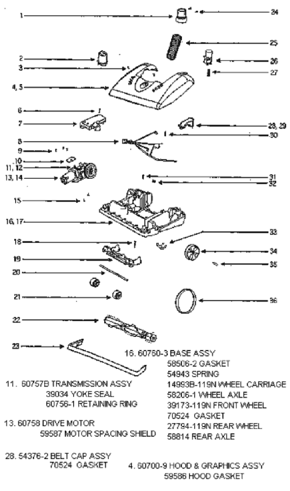 Page A Diagram and Parts List for 5192AT  Eureka Upright Vacuum