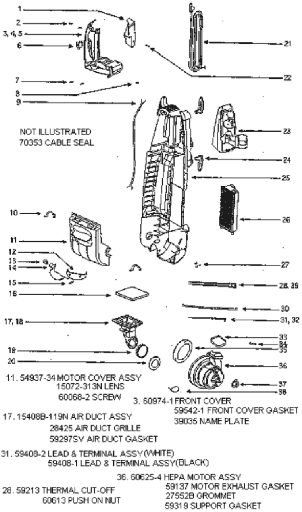 Page B Diagram and Parts List for 5192AT  Eureka Upright Vacuum