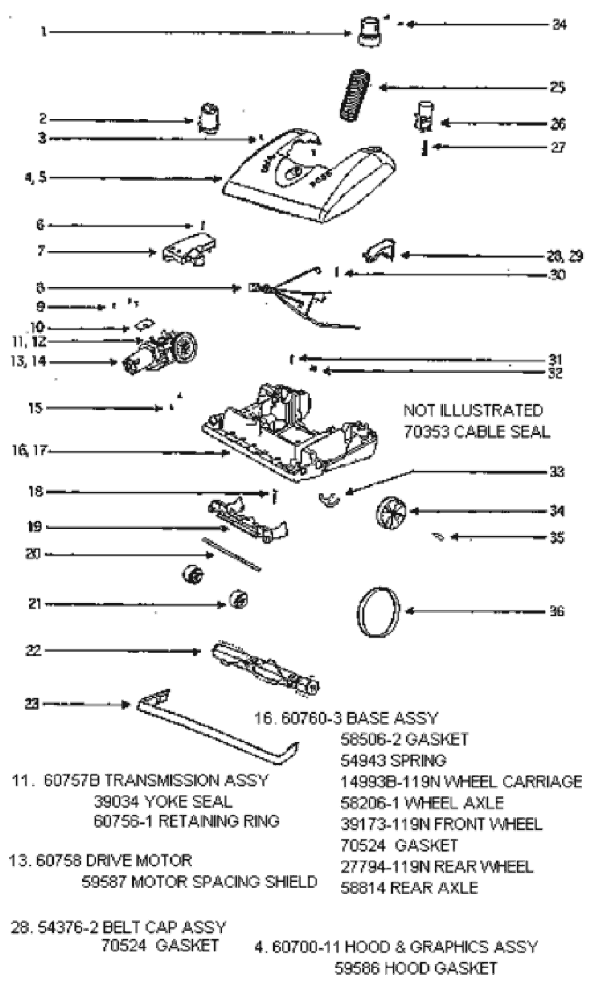 Page A Diagram and Parts List for 5193AT  Eureka Upright Vacuum
