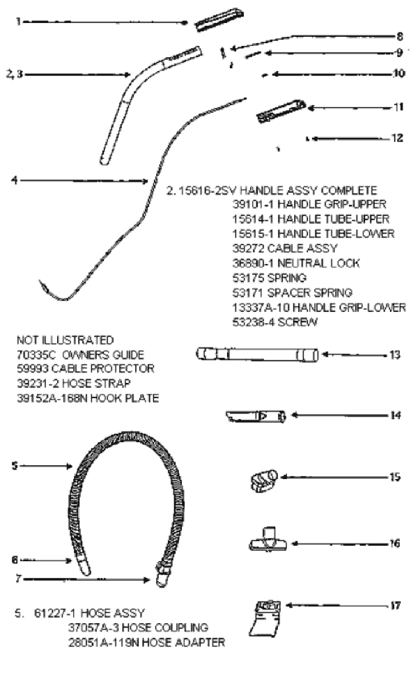 Page D Diagram and Parts List for 5193AT  Eureka Upright Vacuum