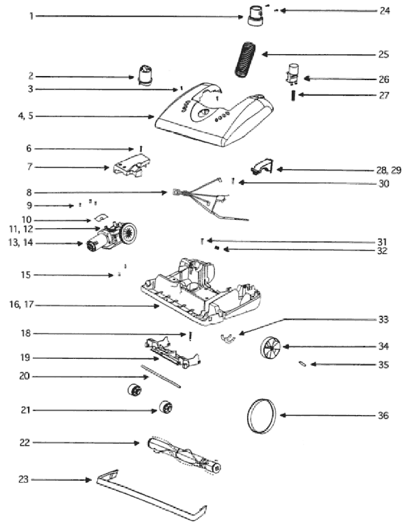 Page A Diagram and Parts List for 5195AT  Eureka Upright Vacuum