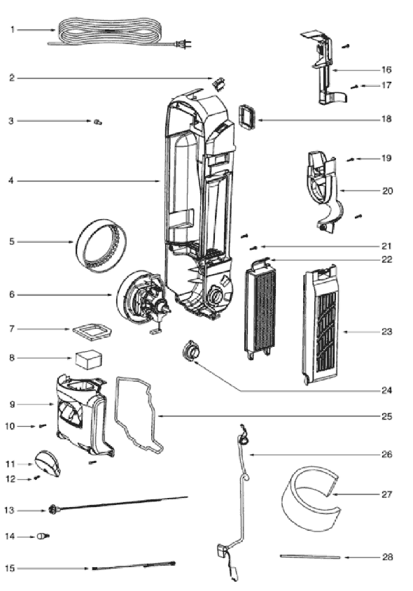 Page B Diagram and Parts List for 5740A  Eureka Upright Vacuum