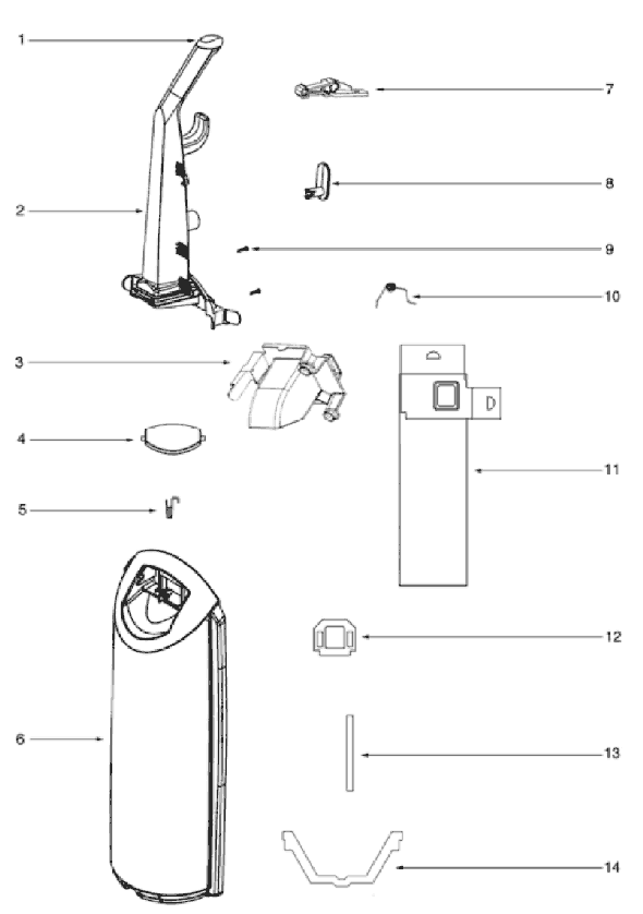 Page C Diagram and Parts List for 5811A  Eureka Upright Vacuum