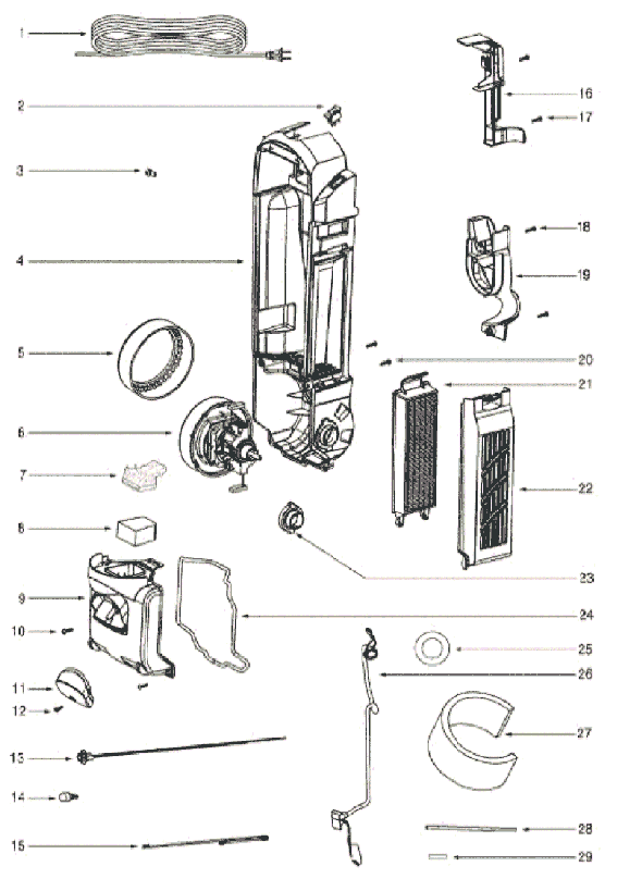 Page A Diagram and Parts List for 5812A  Eureka Upright Vacuum