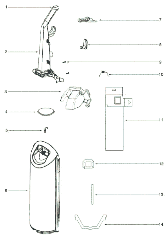 Page B Diagram and Parts List for 5812A  Eureka Upright Vacuum
