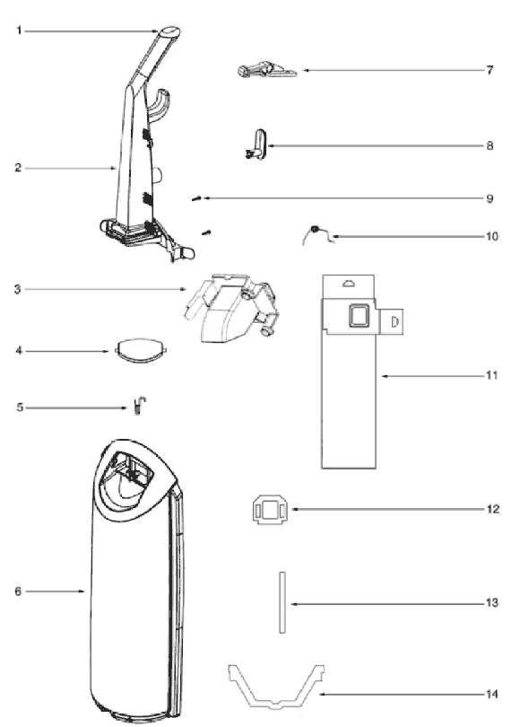 Page B Diagram and Parts List for 5815AV  Eureka Upright Vacuum