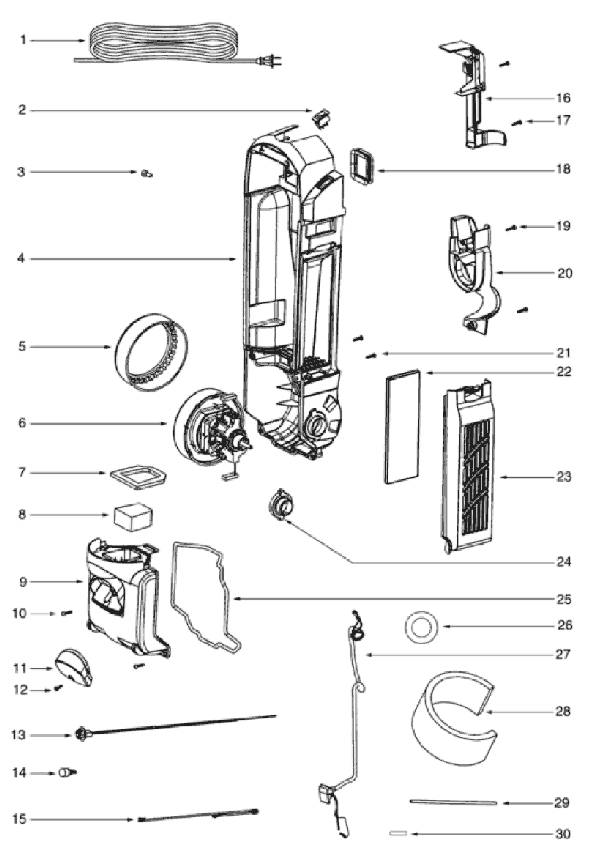 Page B Diagram and Parts List for 5841AS  Eureka Upright Vacuum