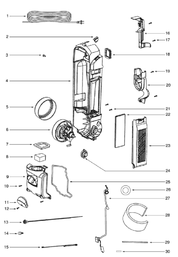 Page B Diagram and Parts List for 5841AV  Eureka Upright Vacuum