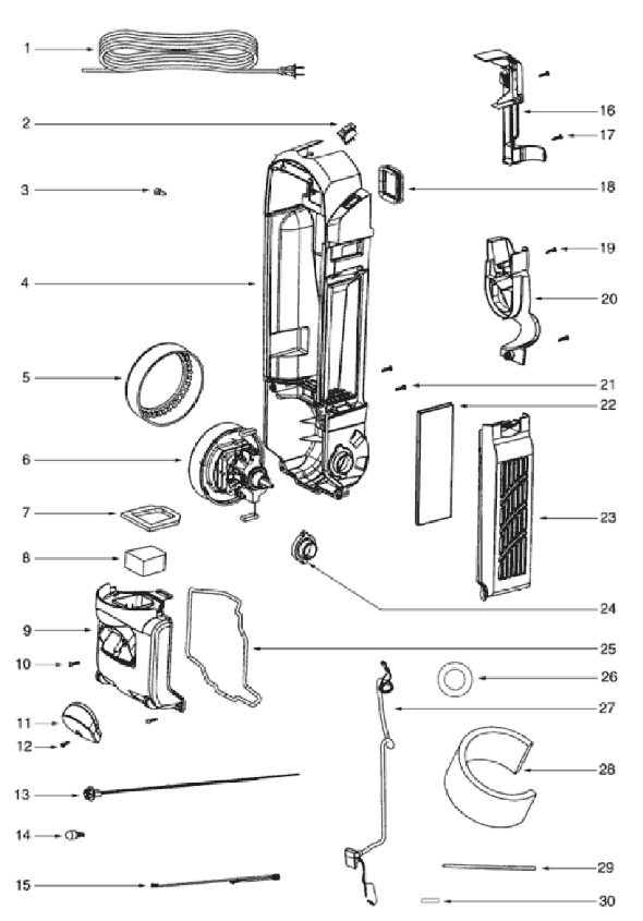 Page B Diagram and Parts List for 5841A  Eureka Upright Vacuum