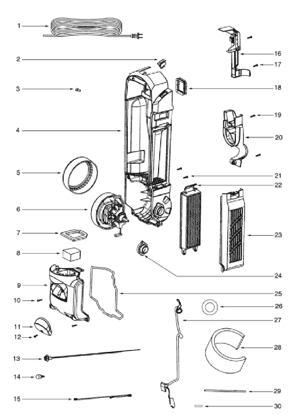 Page C Diagram and Parts List for 5845A  Eureka Upright Vacuum