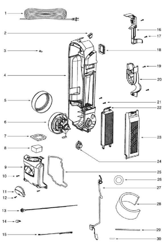 Page B Diagram and Parts List for 5846AH  Eureka Upright Vacuum