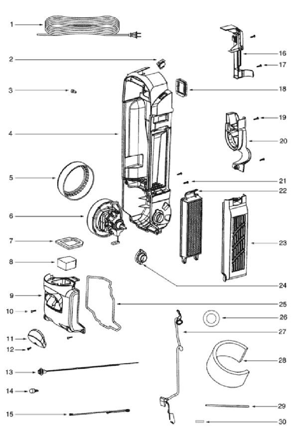 Page B Diagram and Parts List for 5847AVX  Eureka Upright Vacuum
