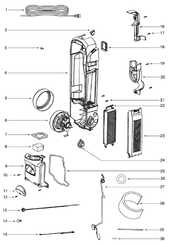 Page B Diagram and Parts List for 5847AV  Eureka Upright Vacuum
