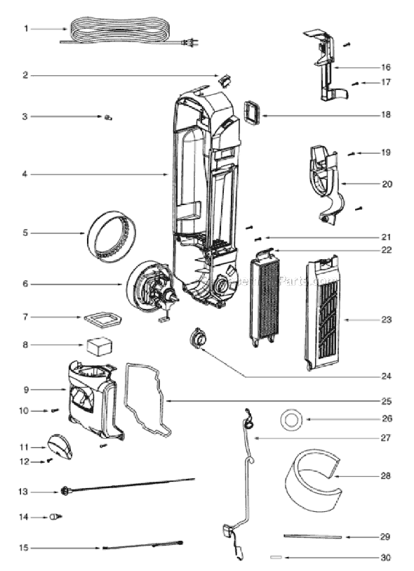 Page B Diagram and Parts List for 5847AZ  Eureka Upright Vacuum