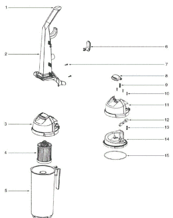 Page B Diagram and Parts List for 5848AVZ  Eureka Upright Vacuum