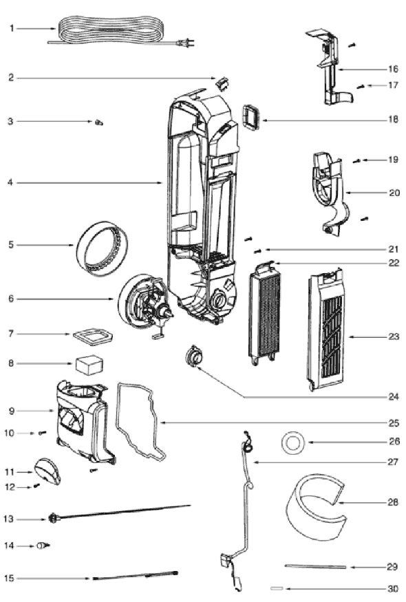 Page B Diagram and Parts List for 5848AV  Eureka Upright Vacuum